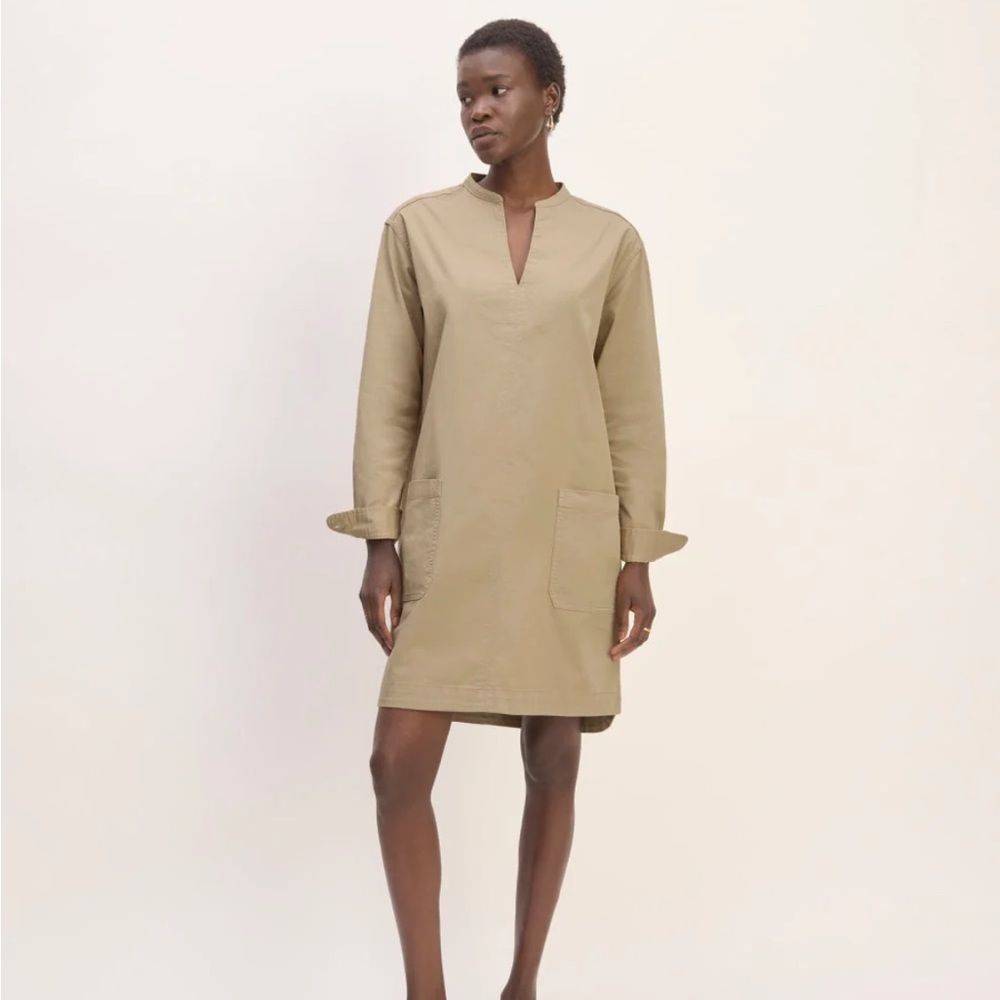 Everlane long sleeve utility mini dress. Size XL. In “trench coat khaki”.